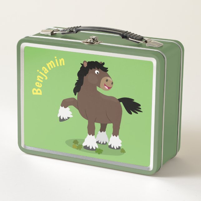 Lunch Box Caricature de cheval de trait de Cute Clydesdale (Devant)