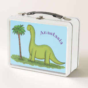 Lunch Box Caricature de dinosaure de brontosaurus vert migno
