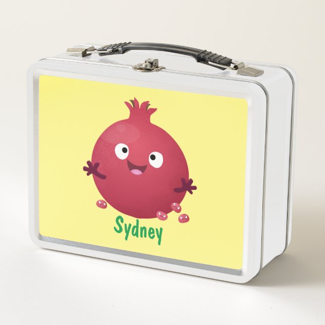 Lunch Box Caricature de fruits à la grenade joyeux (Devant)