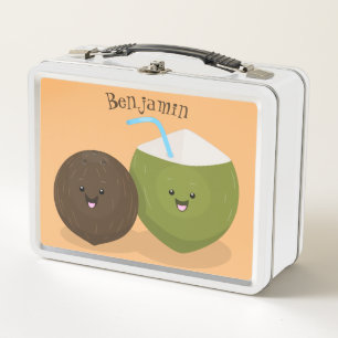 Lunch Box Caricature de noix de coco kawaii joyeux