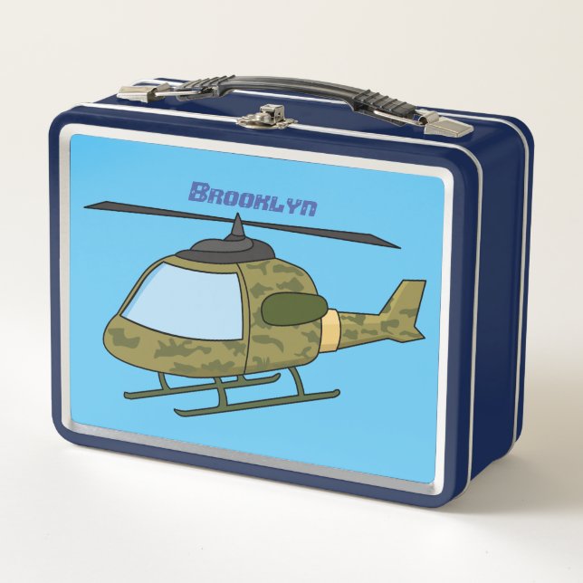 Lunch Box Caricature d'hélicoptère camoflage de l'armée (Devant)