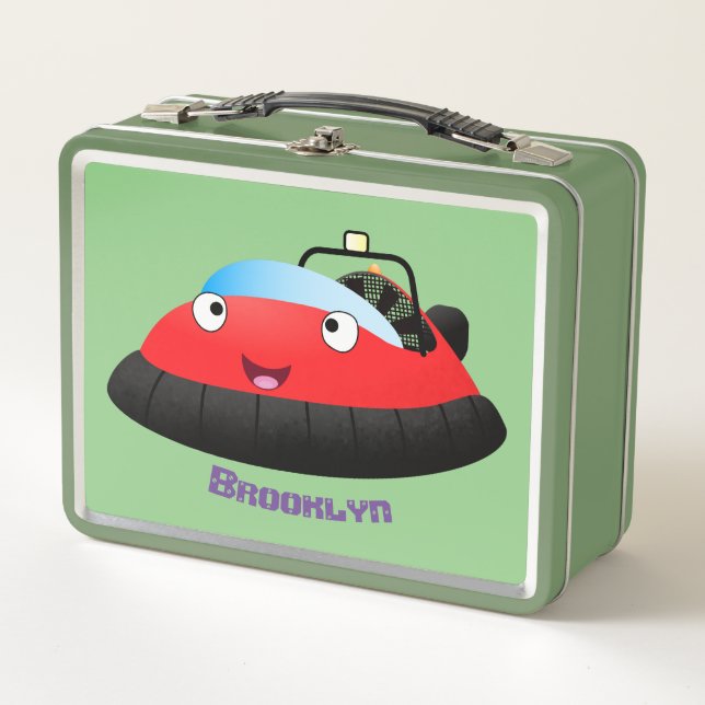 Lunch Box Caricature d'hovercraft rouge joyeux (Devant)