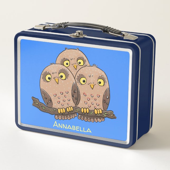 Lunch Box Caricature en trio de chouette (Devant)