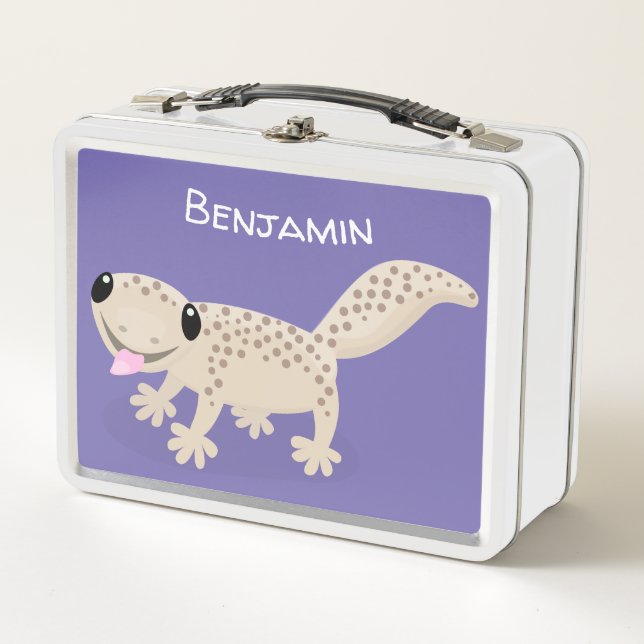 Lunch Box Caricature joli tan gecko tan joyeux (Devant)