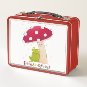 Lunch Box Caricature mignonne grenouille assise et champigno