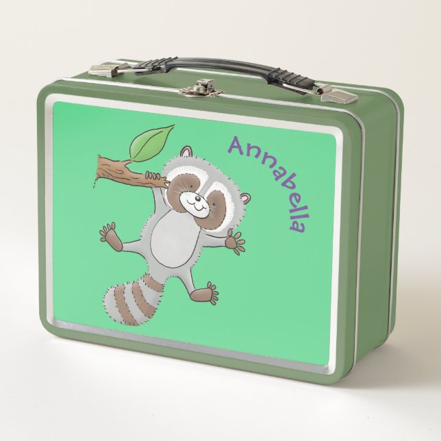 Lunch Box Caricature pour bébé au raton laveur joyeux (Devant)