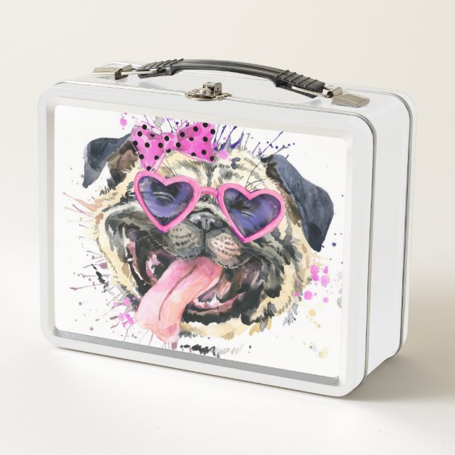 Lunch Box Carlin rose mignon d'aquarelle (Devant)
