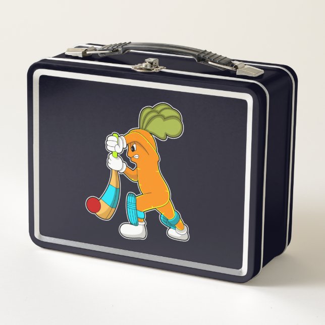 Lunch Box Carotte au cricket avec batte de cricket (Devant)