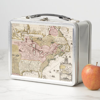 Lunch Box Carte de l'Amérique en français médiéval Québec/No