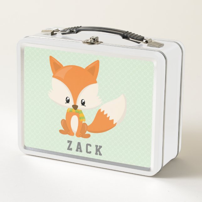 Lunch Box Cartoon de renard orange mignon Forêt de bois Anim (Devant)