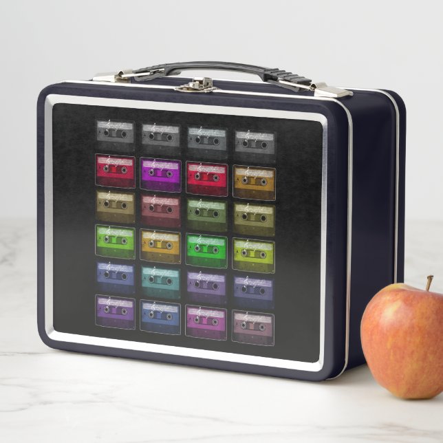 LUNCH BOX CASSETTE TAPES RETRO MUSIQUE AMOUR (En situation)