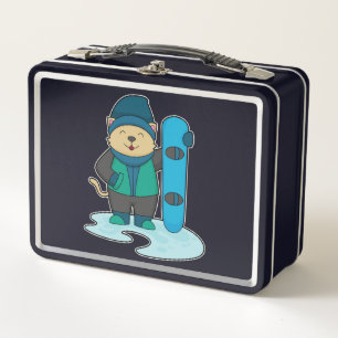 Lunch Box Cat as Snowboarder