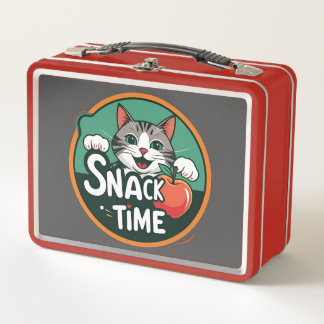 Lunch Box Cat’s Snack Time – Cute Cartoon Cat Eating Snack D