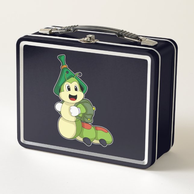 Lunch Box Caterpillar en tant qu'étudiant avec sac à dos (Devant)