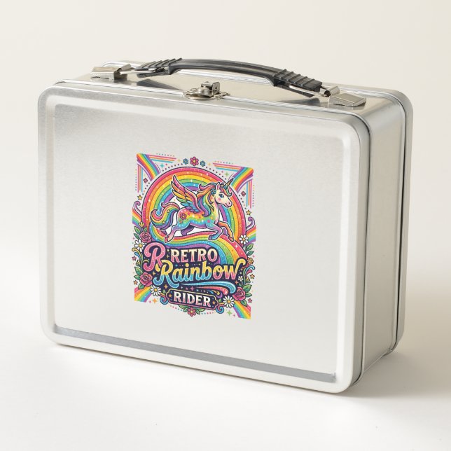 Lunch Box Cavalier Licorne Arc-en-Ciel Rétro (Devant)