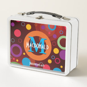 Lunch Box Cercles colorés Bagues de points ORANGE personnali