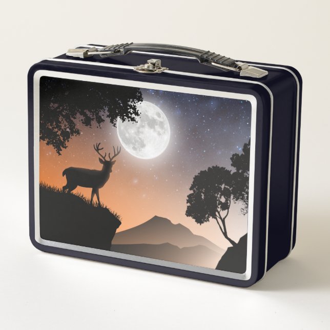 Lunch Box Cerf sous la lune orange (Devant)