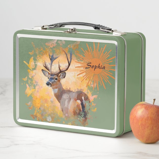Lunch Box Cerfs Majestueux dans un Champ de Fleurs Sauvages (En situation)