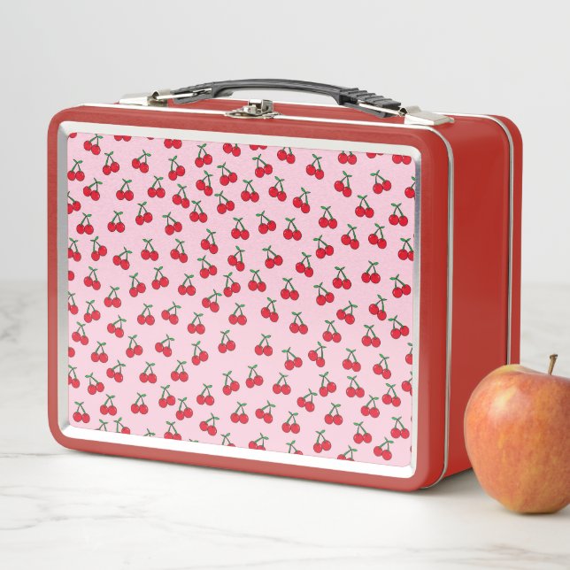 Lunch Box Cerises sur rose (En situation)