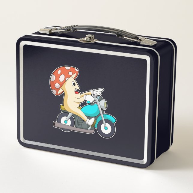 Lunch Box Champignons en moto avec moto (Devant)