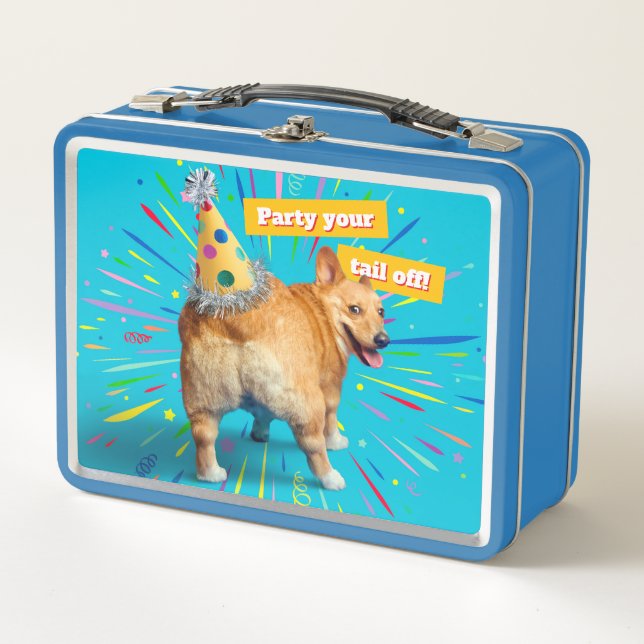 Lunch Box Chapeau d'anniversaire pour derrière de Corgi (Devant)