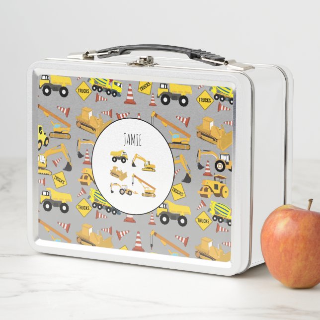 Lunch Box Chariots de construction Motif Enfants Personnalis (En situation)