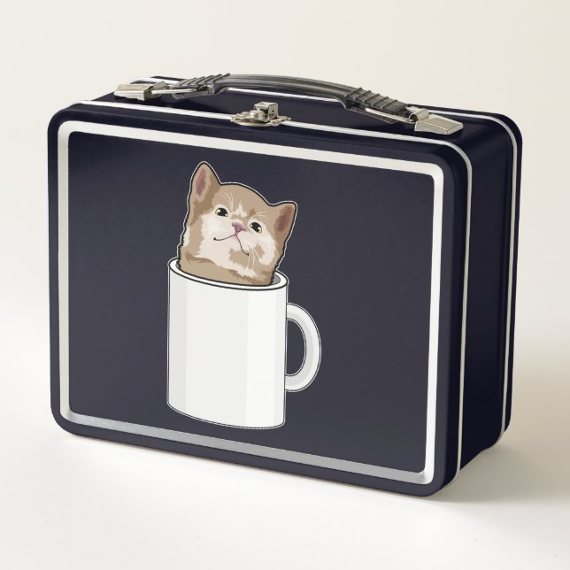 Lunch Box Chat avec tasse de café (Devant)