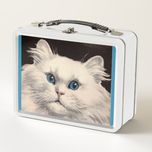 Lunch Box chat blanc aux yeux bleus (Devant)