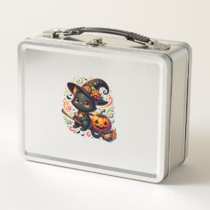 Lunch Box Chat chauve Chat Noir Sorcière Casquette Citrouill