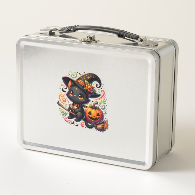 Lunch Box Chat chauve Chat Noir Sorcière Casquette Citrouill (Devant)