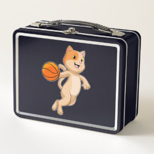 Lunch Box Chat comme joueur de basket-ball avec basket-ball