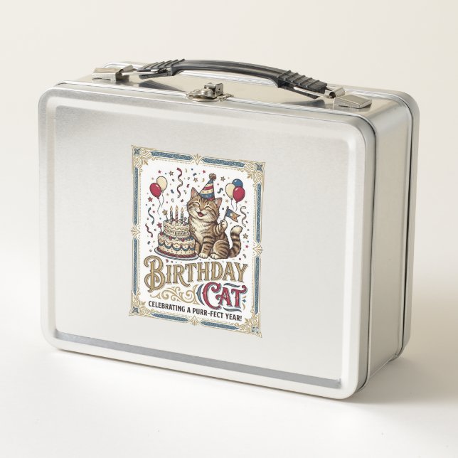 Lunch Box Chat d'anniversaire Chat d'anniversaire Âge Art ve (Devant)
