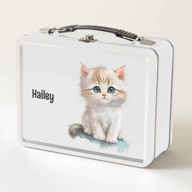 Lunch Box Chat d'aquarelle doux aux yeux bleus (Devant)