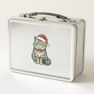 Lunch Box Chat de Noël Chapeau de Père Noël Dessin de Gravur