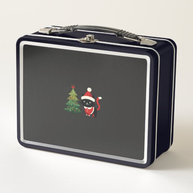 Lunch Box Chat de Noël Santa Arbre Vecteur (Devant)