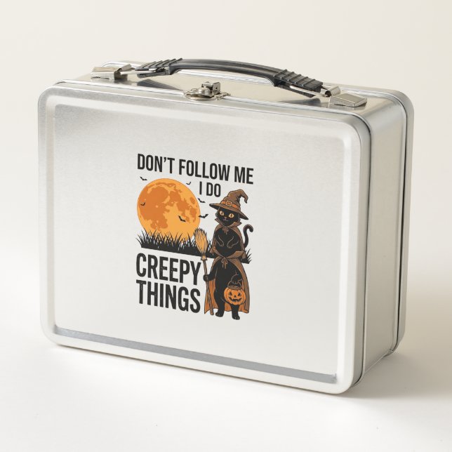 Lunch Box Chat d'Halloween Choses Effrayantes Sorcière Drôle (Devant)