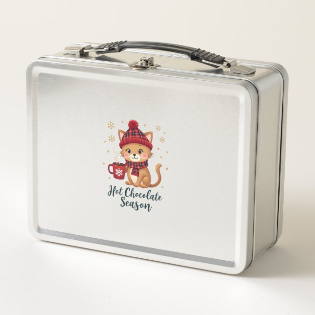 Lunch Box Chat Drôle Chocolat Chaud Saison Joyeux Noël Maman (Devant)