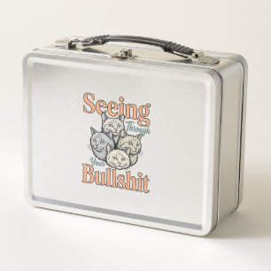 Lunch Box Chat Drôle Voyant À Travers Votre Dessin Vintage