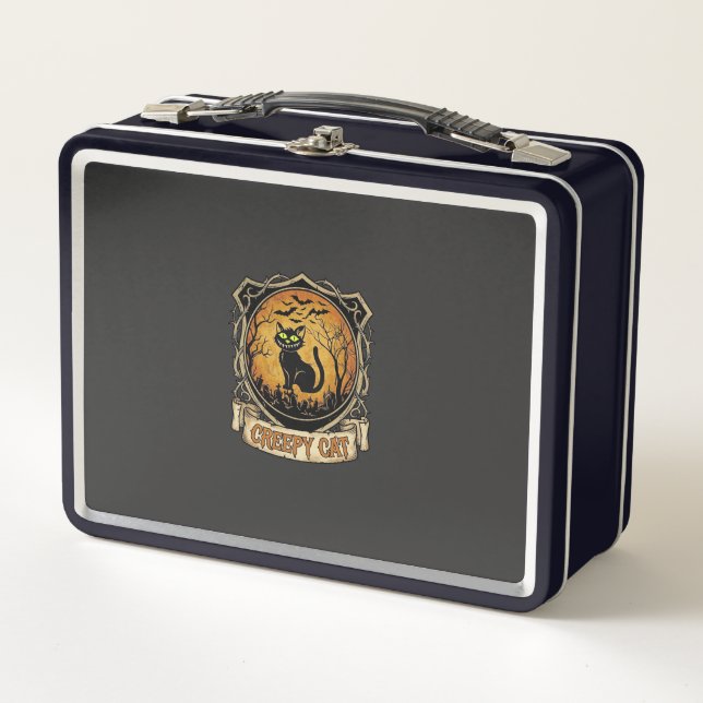 Lunch Box Chat effrayant Halloween Chauve-souris de cimetièr (Devant)