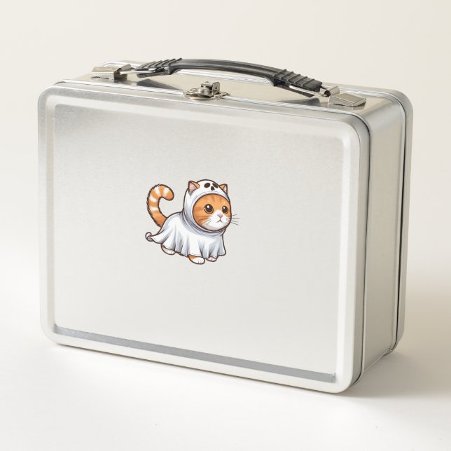 Lunch Box Chat en costume fantôme pour Halloween (Devant)