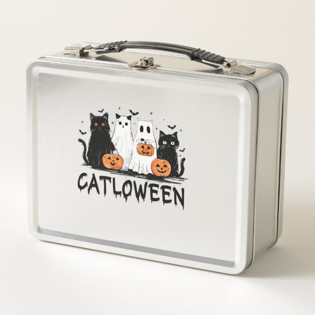 Lunch Box Chat fantôme d'Halloween Catloween Drôle de chat n (Devant)