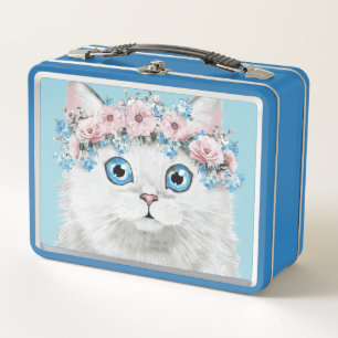 Lunch Box Chat floral blanc doux