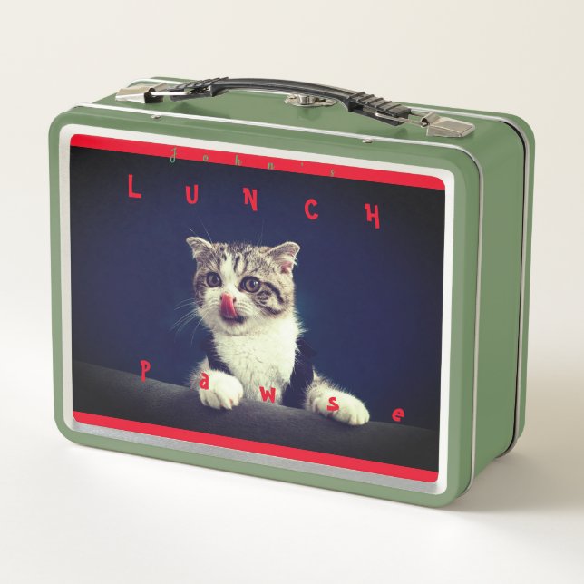 Lunch Box Chat Kitten Animal Fun Métal Boîte à lunch (Dos)