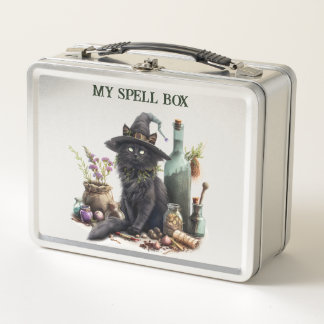 Lunch Box Chat noir avec potions et herbes Illustration