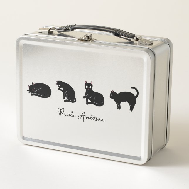 Lunch Box Chat noir drôle mignon personnalisable (Devant)