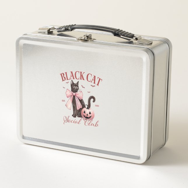 Lunch Box Chat noir Halloween Coquette Social Club Bow rose (Devant)