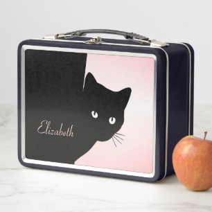 Lunch Box Chat noir rusé rose
