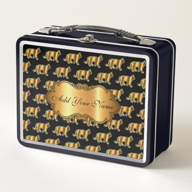 Lunch Box Chat Or Moderne Luxe Ajouter Votre Texte (Devant)