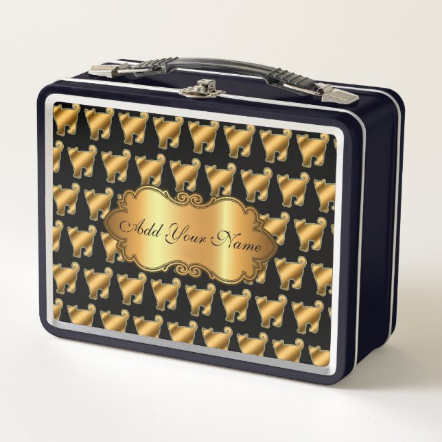 Lunch Box Chat Or Moderne Luxe Ajouter Votre Texte (Devant)