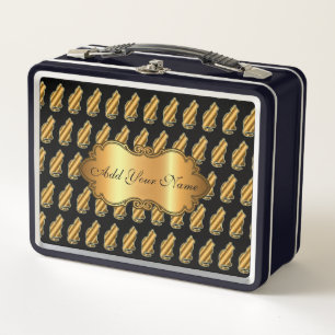 Lunch Box Chat Or Moderne Luxe Ajouter Votre Texte